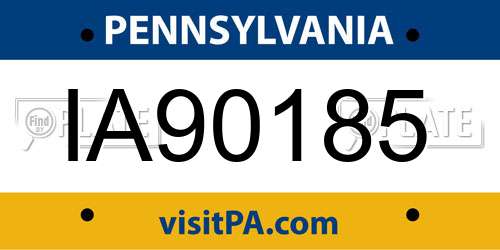 IA90185 Pennsylvania License Plate
