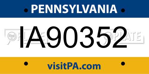 IA90352 Pennsylvania License Plate