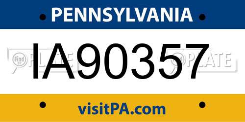 IA90357 Pennsylvania License Plate