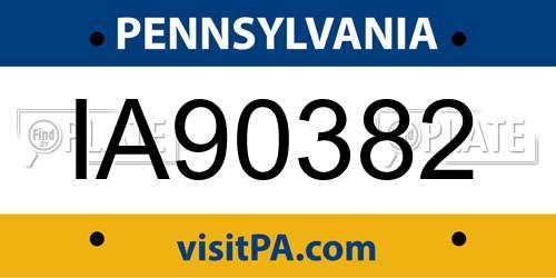 IA90382 Pennsylvania License Plate