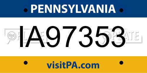 IA97353 Pennsylvania License Plate
