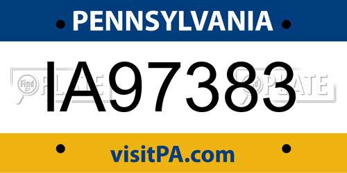 IA97383 Pennsylvania License Plate