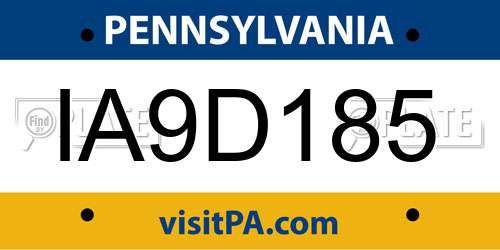 IA9D185 Pennsylvania License Plate