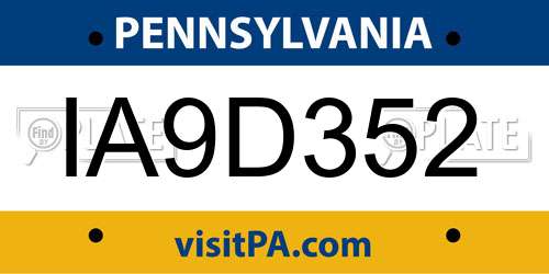 IA9D352 Pennsylvania License Plate