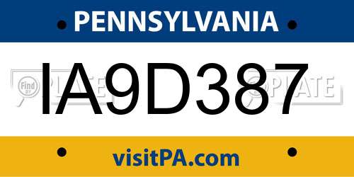 IA9D387 Pennsylvania License Plate