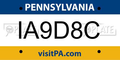 IA9D8C Pennsylvania License Plate