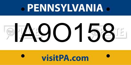 IA9O158 Pennsylvania License Plate