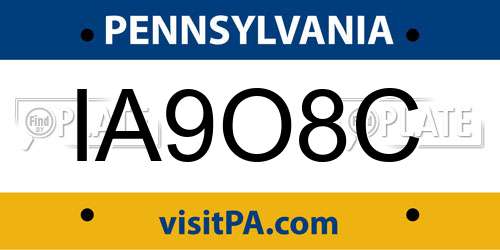 IA9O8C Pennsylvania License Plate