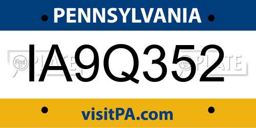 IA9Q352 Pennsylvania License Plate