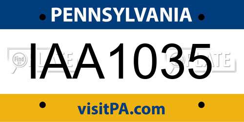 IAA1035 Pennsylvania License Plate