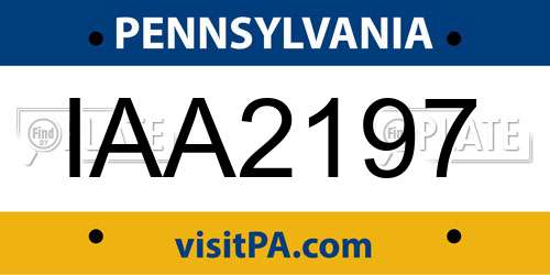 IAA2197 Pennsylvania License Plate