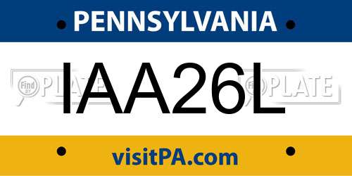 IAA26L Pennsylvania License Plate