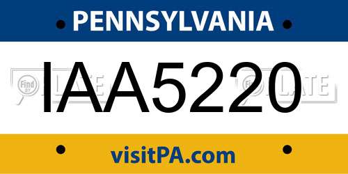 IAA5220 Pennsylvania License Plate