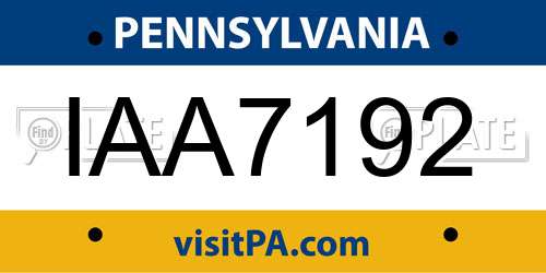 IAA7192 Pennsylvania License Plate
