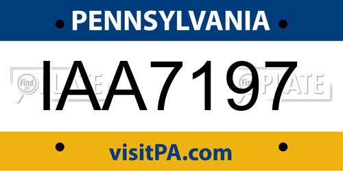 IAA7197 Pennsylvania License Plate