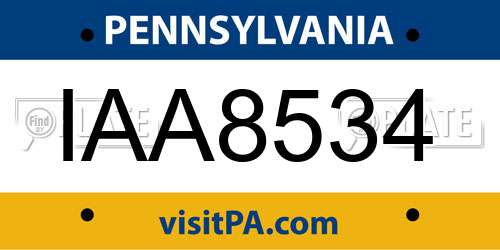 IAA8534 Pennsylvania License Plate