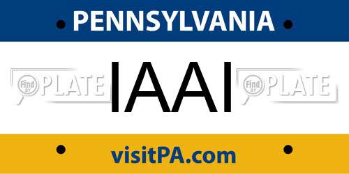 IAAI Pennsylvania License Plate