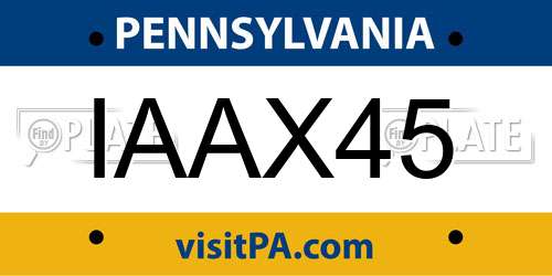 IAAX45 Pennsylvania License Plate