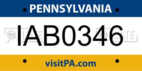 IAB0346 Pennsylvania License Plate