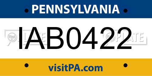 IAB0422 Pennsylvania License Plate