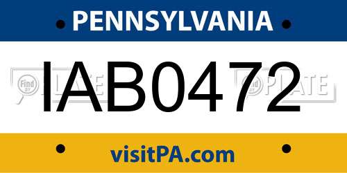 IAB0472 Pennsylvania License Plate