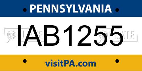 IAB1255 Pennsylvania License Plate