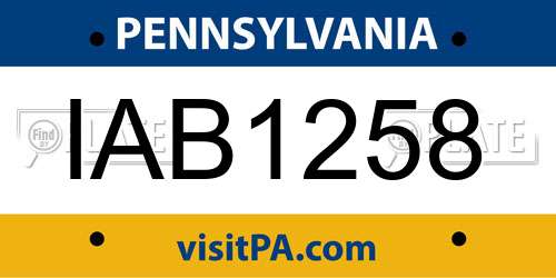IAB1258 Pennsylvania License Plate