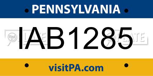 IAB1285 Pennsylvania License Plate