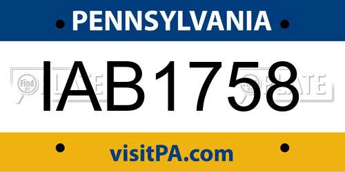 IAB1758 Pennsylvania License Plate
