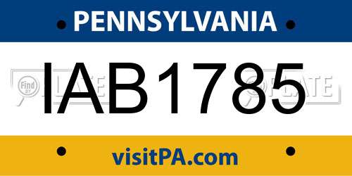 IAB1785 Pennsylvania License Plate