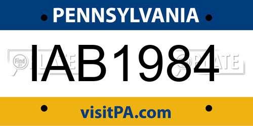 IAB1984 Pennsylvania License Plate