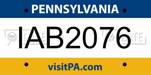 IAB2076 Pennsylvania License Plate
