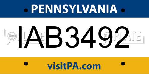 IAB3492 Pennsylvania License Plate