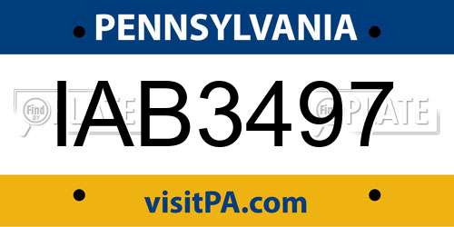 IAB3497 Pennsylvania License Plate