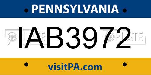 IAB3972 Pennsylvania License Plate