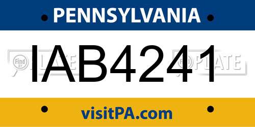 IAB4241 Pennsylvania License Plate