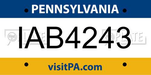 IAB4243 Pennsylvania License Plate