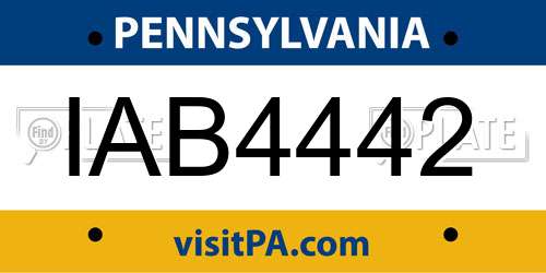 IAB4442 Pennsylvania License Plate
