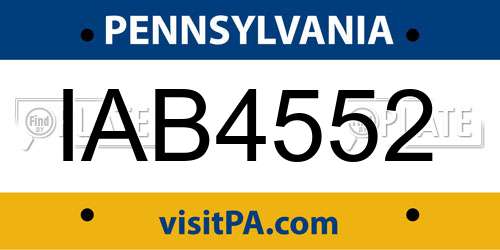 IAB4552 Pennsylvania License Plate