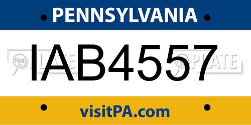 IAB4557 Pennsylvania License Plate