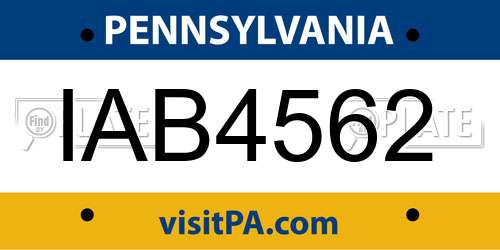 IAB4562 Pennsylvania License Plate