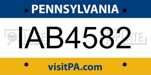 IAB4582 Pennsylvania License Plate
