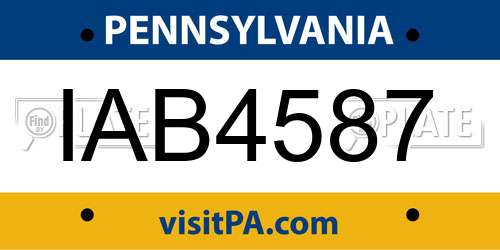 IAB4587 Pennsylvania License Plate