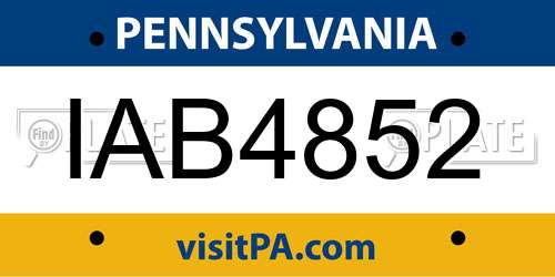 IAB4852 Pennsylvania License Plate