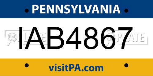 IAB4867 Pennsylvania License Plate