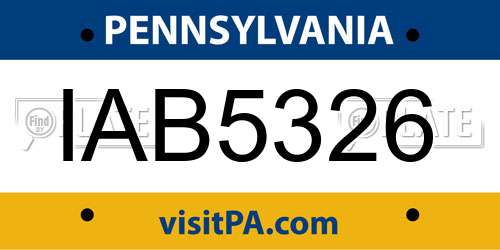 IAB5326 Pennsylvania License Plate