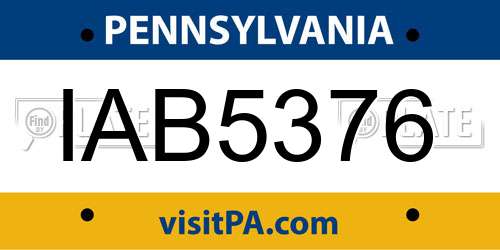 IAB5376 Pennsylvania License Plate