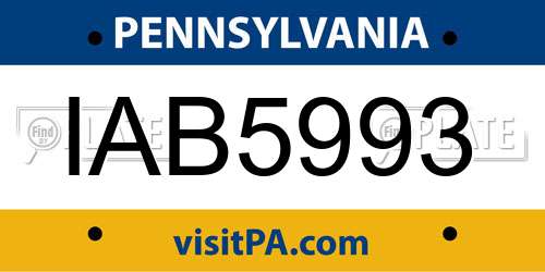 IAB5993 Pennsylvania License Plate