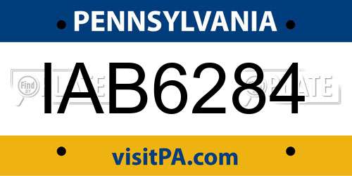 IAB6284 Pennsylvania License Plate