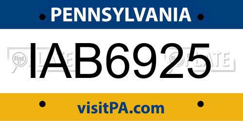 IAB6925 Pennsylvania License Plate